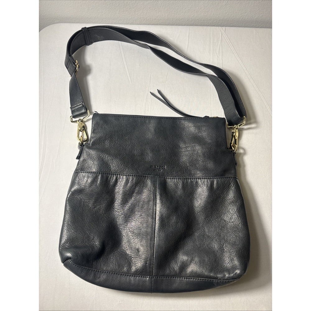 Margot Soft Black Genuine Leather Handbag Crossbody Purse Adjustable Strap